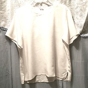 SILKY WAY CREAM 100% SILK SHORT SLV. TOP SZ L